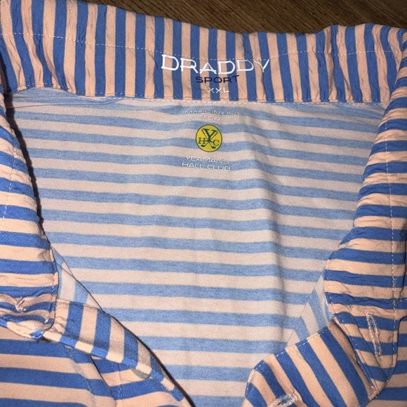 Yeaman's Hall Club B Draddy Sport Golf Shirt Peach Stripe XXL Top 100 Courses - Picture 5 of 12
